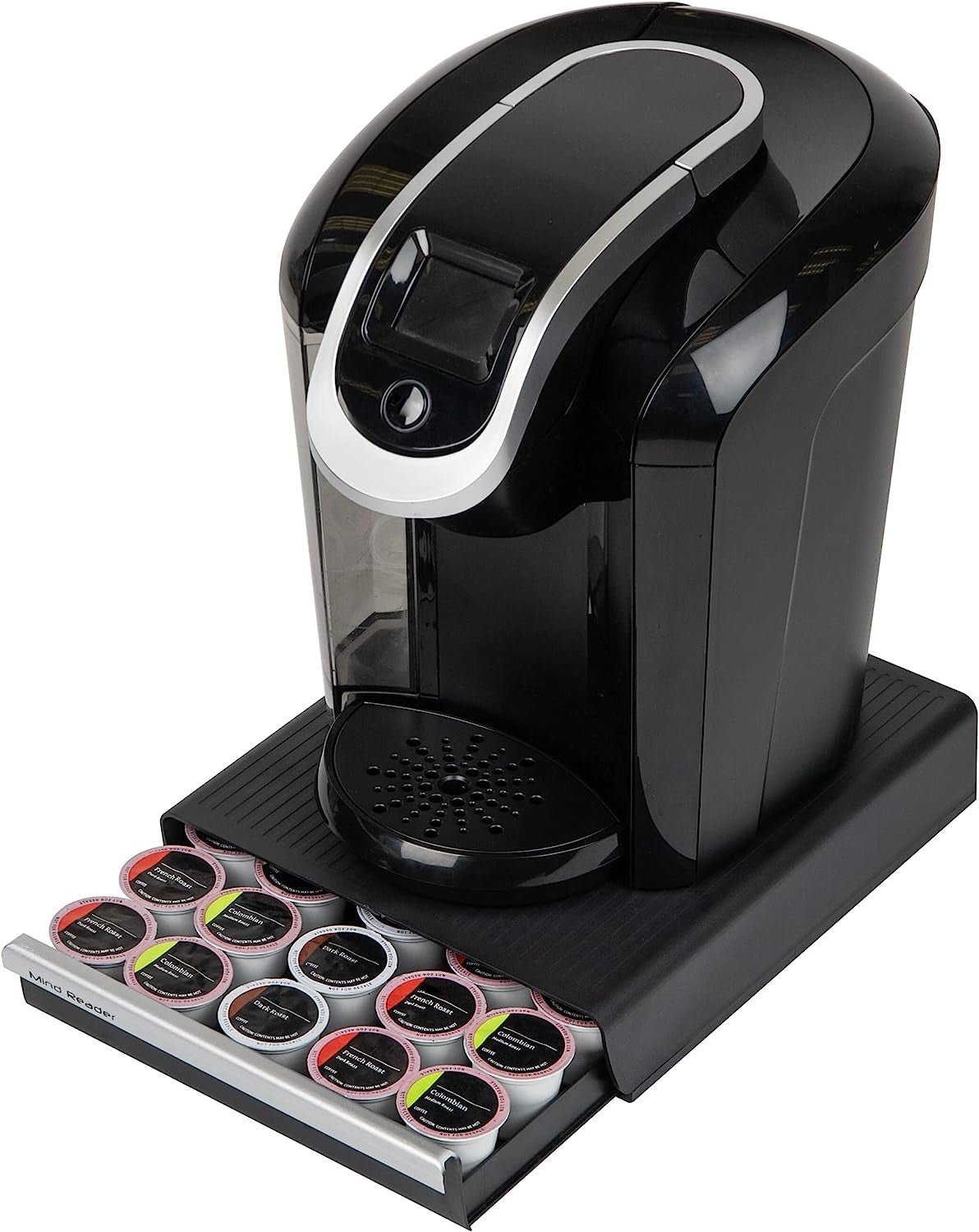 Single Serve Coffee Pod Drawer, 30 Pod Capacity, Countertop Organizer, 10.5"L X 12.75"W X 2.5"H, Black