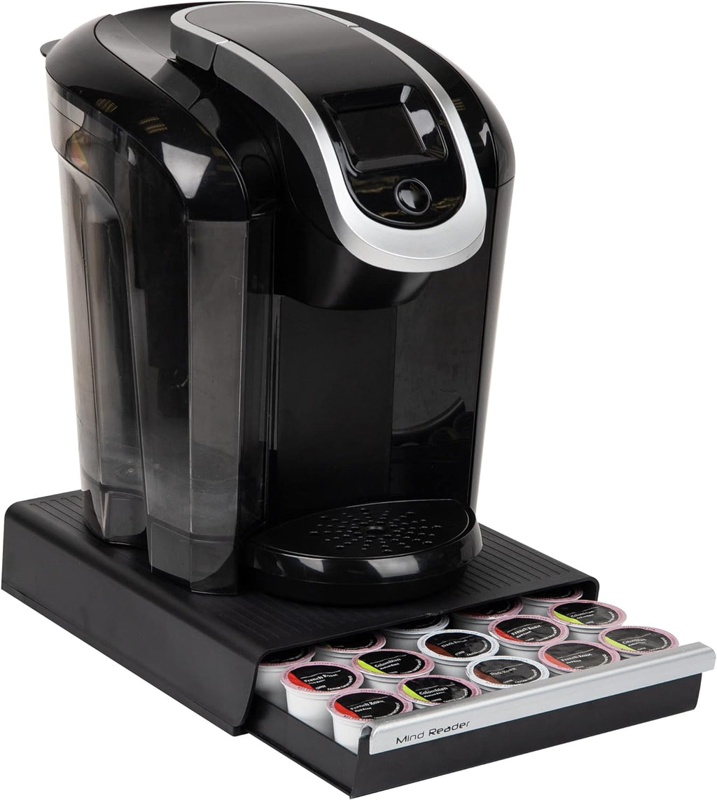 Single Serve Coffee Pod Drawer, 30 Pod Capacity, Countertop Organizer, 10.5"L X 12.75"W X 2.5"H, Black